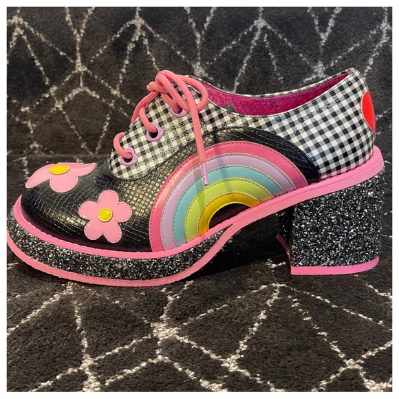 RAINBOWS & LOVE IRREGULAR CHOICE 70S PLATFORMS - Picture 4 of 16